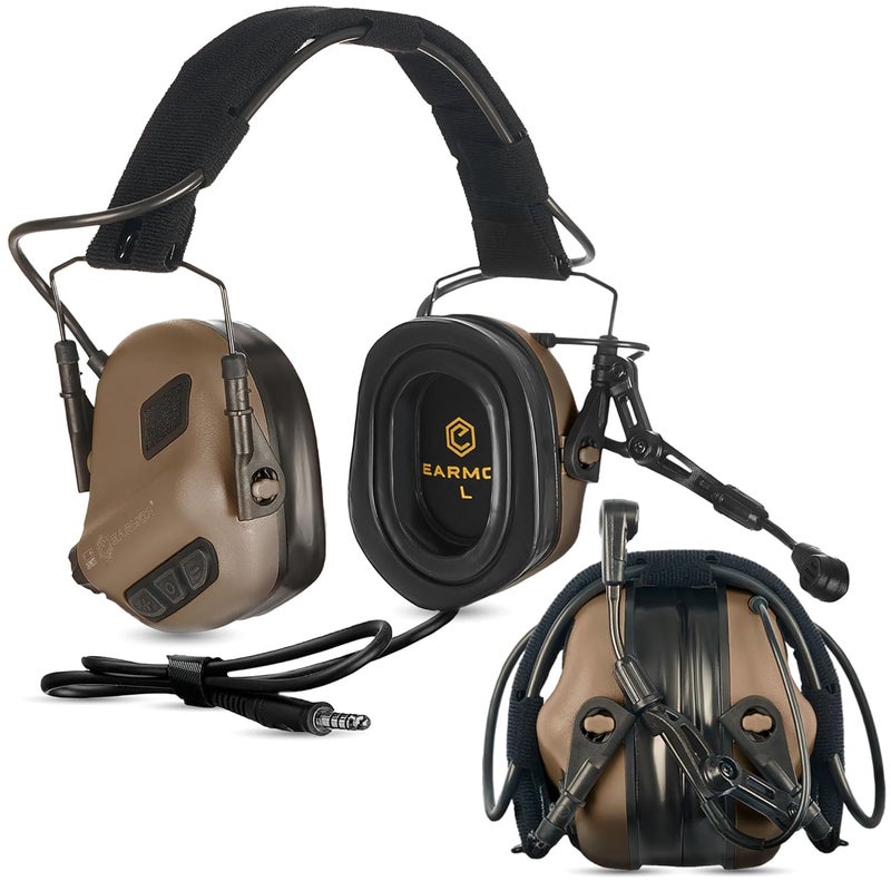 EARMOR M32 PLUS Tactical Headset for Helmet - Noise Canceling Headphones with mic for Shooting & Hunting Earmuffs, Nato TP120 Jacket, Coyote - Image 1